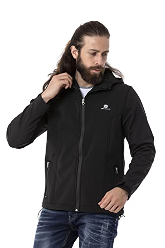 Cipo & Baxx Herren Softshell Jacke Funktionsjacke Übergangsjacke Kapuze CJ285 Schwarz L von Cipo & Baxx