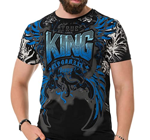 Cipo & Baxx Herren Sommer Shirt Freizeit Print Baumwolle T-Shirt CT763 Schwarz M von Cipo & Baxx