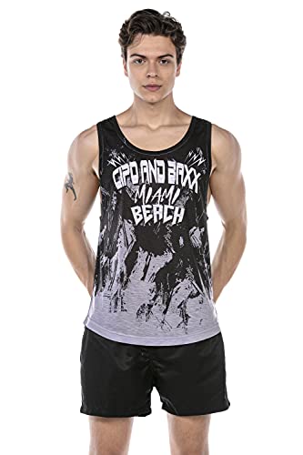 Cipo & Baxx Herren Sommerset Badehose Shirt Shorts Trägertop Prints CUK245 Schwarz XL von Cipo & Baxx