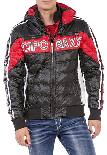 Cipo & Baxx Herren Steppjacke Jacke Winterjacke Kapuze Reißverschluss CJ269 Schwarz XL von Cipo & Baxx