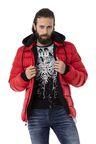 Cipo & Baxx Herren Steppjacke Winterjacke Kapuze Bomberjacke CM202 Rot L von Cipo & Baxx