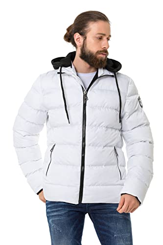 Cipo & Baxx Herren Steppjacke Winterjacke Kapuze Bomberjacke CM202 Weiß 3XL von Cipo & Baxx