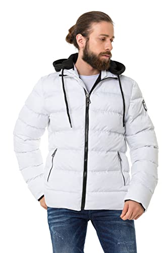 Cipo & Baxx Herren Steppjacke Winterjacke Kapuze Bomberjacke CM202 Weiß S von Cipo & Baxx