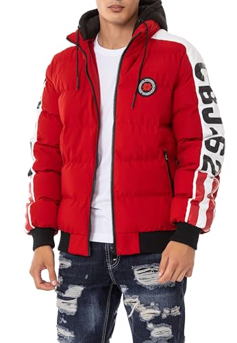 Cipo & Baxx Herren Steppjacke Winterjacke Kapuzenjacke Outdoorjacke Jacke Parka CM222 Rot L von Cipo & Baxx