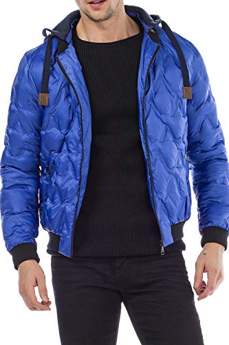 Cipo & Baxx Herren Steppjacke mit Rauten und Sweatkapuze Gr.L Blau von Cipo & Baxx