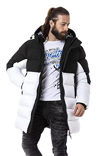 Cipo & Baxx Herren Steppmantel Jacke Winterjacke Parka mit Verstelbarer Kapuze CM206 Schwarz XL von Cipo & Baxx
