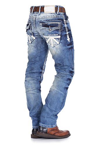 Cipo & Baxx Herren Straight Fit Jeans Ekki blau W 31 L 32 von Cipo & Baxx