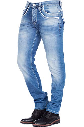 Cipo & Baxx Herren Straight Fit Jeans Simba blau W 34 L 34 von Cipo & Baxx