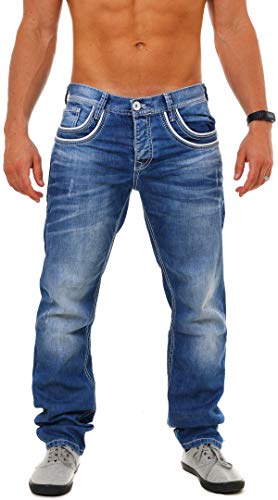 Cipo & Baxx Herren Straight Fit Jeans Simba blau W 40 L 32 von Cipo & Baxx