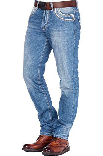 Cipo & Baxx Herren Straight Leg Jeanshose C-0595, Blau (STANDARD 78), 30W / 34L von Cipo & Baxx