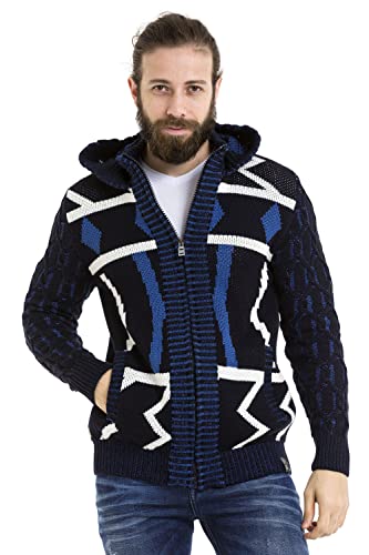 Cipo & Baxx Herren Strickjacke Cardigan Kapuzenpullover Hoodie Sweatjacke CP256 Dunkelblau M von Cipo & Baxx