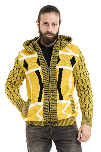 Cipo & Baxx Herren Strickjacke Cardigan Kapuzenpullover Hoodie Sweatjacke CP256 Gelb XXL von Cipo & Baxx