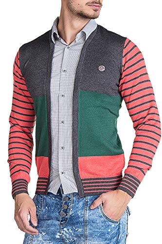 Cipo & Baxx Herren Strickpullover 2 in 1 Design Strickjacke Langarmpullover Sweater Männer Pullover Anthracite XL von Cipo & Baxx