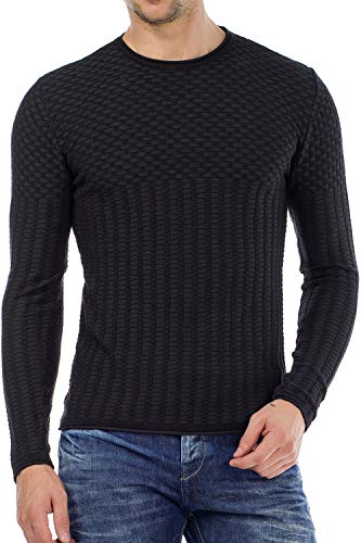 Cipo & Baxx Herren Strickpullover Rundhals Winterpullover Sweatshirt Sweater Pullover Pulli Schwarz XXL von Cipo & Baxx