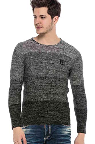 Cipo & Baxx Herren Strickpullover Sweater Langarm Sweatshirt Pulli Rundhals Pullover CP205 Anthracite M von Cipo & Baxx