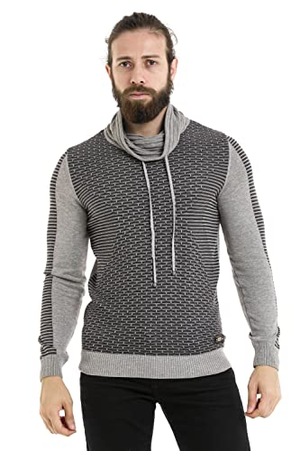 Cipo & Baxx Herren Strickpullover Sweater Muster Schalkragen Pulli CP264 Grau M von Cipo & Baxx