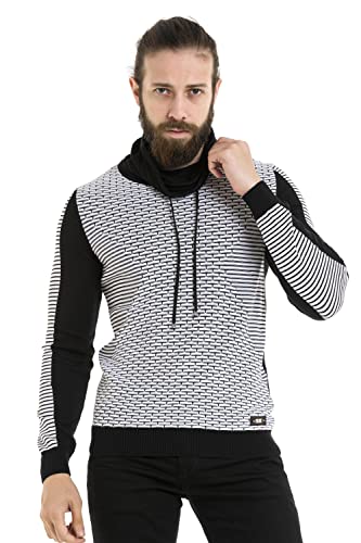 Cipo & Baxx Herren Strickpullover Sweater Muster Schalkragen Pulli CP264 Schwarz L von Cipo & Baxx