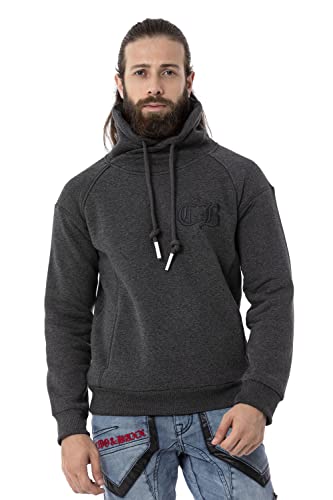 Cipo & Baxx Herren Hoodie Sweatshirt CL529 Anthrazit – Stylischer Pullover im Casual Streetwear Look mit Kapuze & Kängurutasche – Bequemes Oberteil für Alltag & Freizeit - CL529 Anthrazit M von Cipo & Baxx