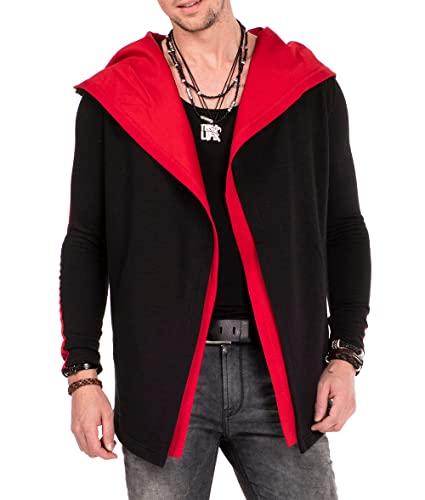 Cipo & Baxx Herren Sweatjacke Cardigan Lang Layering-Design Hoodie Schwarz XXL von Cipo & Baxx