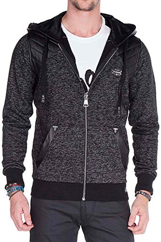 Cipo & Baxx Herren Sweatjacke Cardigan Sweater Basic Kapuzen Pullover Dicke Kordel Schwarz M von Cipo & Baxx