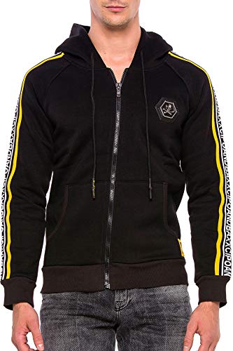 Cipo & Baxx Herren Sweatjacke Hoodie CL363 Schwarz – Stylischer Pullover im Modernen Casual Streetwear Stil mit Reißverschluss & Kapuze für Alltag Freizeit & Party - CL363 Schwarz XL von Cipo & Baxx