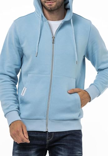 Cipo & Baxx Herren Sweatjacke Hoodie CL556 Blau – Stylischer Pullover im Modernen Casual Streetwear Stil mit Reißverschluss & Kapuze für Alltag Freizeit & Party - CL556 Blau L von Cipo & Baxx