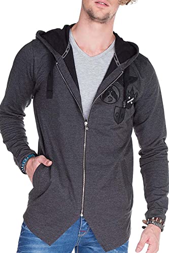 Cipo & Baxx Herren Sweatjacke Hoodie Cardigan Kapuzenjacke Sweatshirt Jacke Anthracite L von Cipo & Baxx