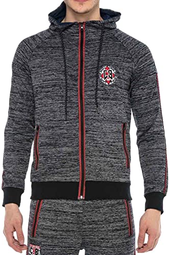 Cipo & Baxx Herren Sweatjacke Hoodie Kapuzenjacke Sportlisch Langarm Pullover Sweater Reißverschluss Streifen Grau Melange XL von Cipo & Baxx