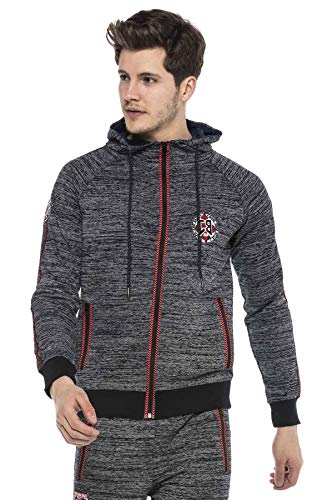 Cipo & Baxx Herren Sweatjacke Hoodie CL371 Grau Melange – Stylischer Pullover im Modernen Casual Streetwear Stil mit Reißverschluss & Kapuze für Alltag Freizeit & Party - CL371 Grau Melange XXL von Cipo & Baxx