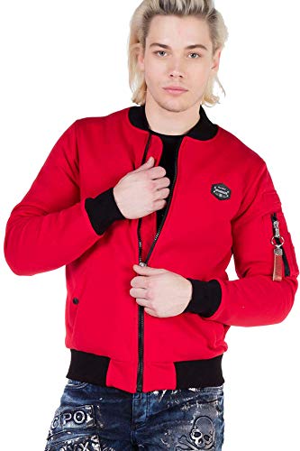 Cipo & Baxx Herren Sweatjacke Jacke Freizeit-Übergangsjacke Sweater Casual Reißverschluss Rot XL von Cipo & Baxx