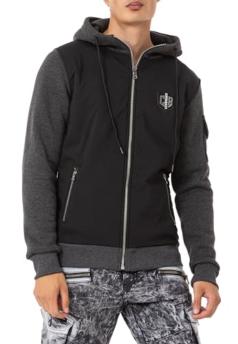 Cipo & Baxx Herren Sweatjacke Kapuzenjacke Hoodie Sweater Jacke Pullover Reißverschluss CL552 Anthracite L von Cipo & Baxx