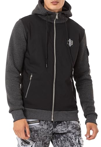 Cipo & Baxx Herren Sweatjacke Kapuzenjacke Hoodie Sweater Jacke Pullover Reißverschluss CL552 Anthracite XL von Cipo & Baxx