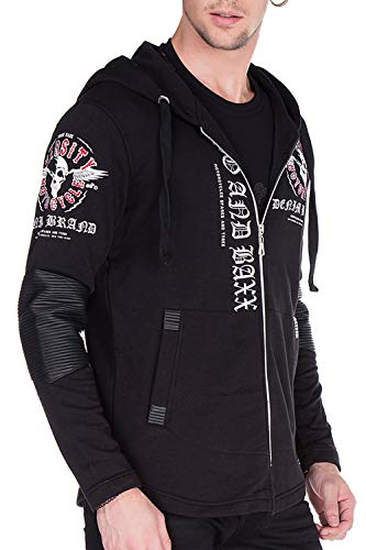 Cipo & Baxx Herren Sweatjacke Hoodie CL281 Schwarz – Stylischer Pullover im Modernen Casual Streetwear Stil mit Reißverschluss & Kapuze für Alltag Freizeit & Party - CL281 Schwarz S von Cipo & Baxx