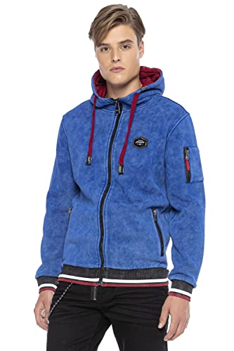 Cipo & Baxx Herren Sweatjacke Kapuzenpullover Sweatshirt Sweater Jacke Hoodie mit Reißverschluss Blau S von Cipo & Baxx