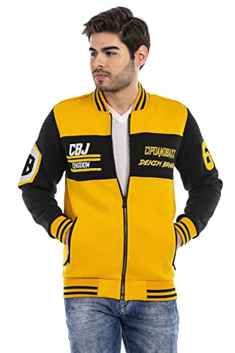 Cipo & Baxx Herren Sweatjacke Kollagejacke Freizeit Pullover Jacke Sweater CL500 Gelb XL von Cipo & Baxx