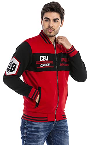 Cipo & Baxx Herren Sweatjacke Kollagejacke Freizeit Pullover Jacke Sweater CL500 Rot XL von Cipo & Baxx