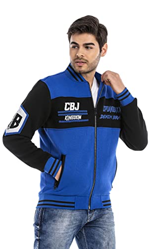 Cipo & Baxx Herren Sweatjacke Kollagejacke Freizeit Pullover Jacke Sweater CL500 Saxeblue XL von Cipo & Baxx