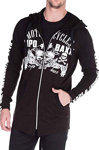 Cipo & Baxx Herren Sweatjacke Hoodie CL239 Schwarz – Stylischer Pullover im Modernen Casual Streetwear Stil mit Reißverschluss & Kapuze für Alltag Freizeit & Party - CL239 Schwarz XL von Cipo & Baxx