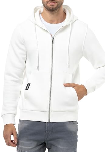 Cipo & Baxx Herren Sweatjacke Sweatshirt Basic Kapuzenpullover Reißverschluss Sweat CL556 Ecru L von Cipo & Baxx