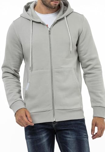 Cipo & Baxx Herren Sweatjacke Sweatshirt Basic Kapuzenpullover Reißverschluss Sweat CL556 Grau L von Cipo & Baxx