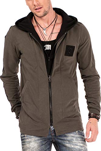 Cipo & Baxx Herren Sweatjacke Übergangsjacke Kapuzenjacke Jacke Sweater Khaki L von Cipo & Baxx