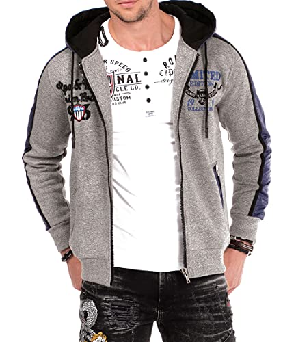 Cipo & Baxx Herren Sweatjacke Übergangsjacke Kapuzenpullover Sweater Jacke Graumelange L von Cipo & Baxx