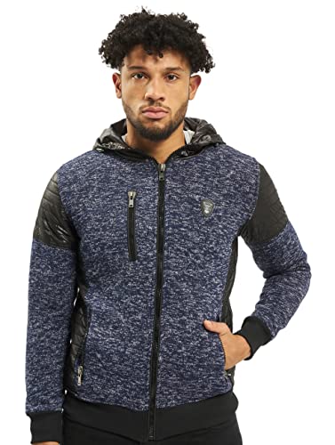 Cipo & Baxx Herren Sweatjacke Übergangsjacke Pullover Sweater Jacke Kunstleder Dunkelblau L von Cipo & Baxx