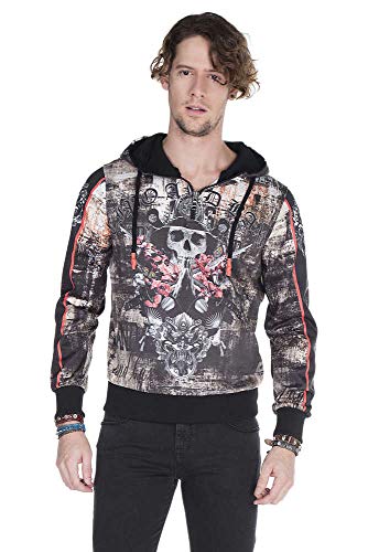 Cipo & Baxx Herren Sweatshirt Hoodie Kapuzenpullover Longsleeve Reißverschluss Schwarz M von Cipo & Baxx