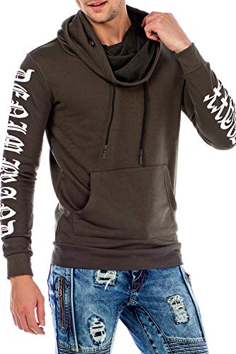 Cipo & Baxx Herren Hoodie Sweatshirt CL304 Khaki – Stylischer Pullover im Casual Streetwear Look mit Kapuze & Kängurutasche – Bequemes Oberteil für Alltag & Freizeit - CL304 Khaki M von Cipo & Baxx