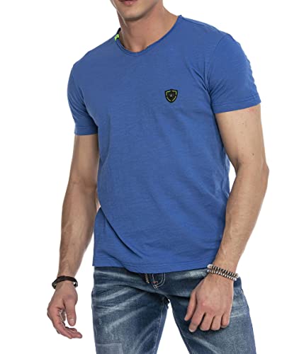 Cipo & Baxx Herren T-Shirt Basic Regular Fit Kurzarm Shirt V-Ausschnitt Sommershirt CT648 Blau M von Cipo & Baxx