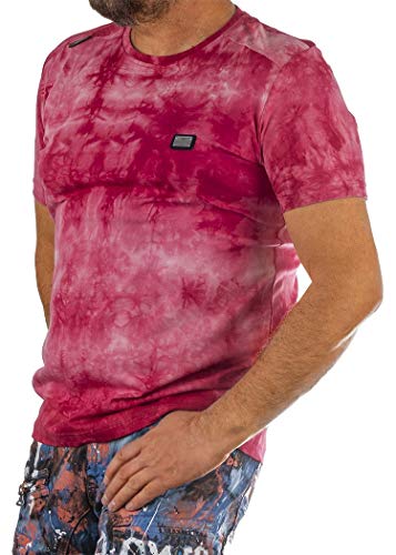 Cipo & Baxx Herren T-Shirt Batik Look Baumwolle Rundhals Kurzarm Shirt Casual CT570 Rot M von Cipo & Baxx