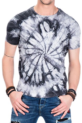 Cipo & Baxx Herren T-Shirt Batik Muster CT406 Kurzarm Rundhals Shirt Anthrazit S von Cipo & Baxx