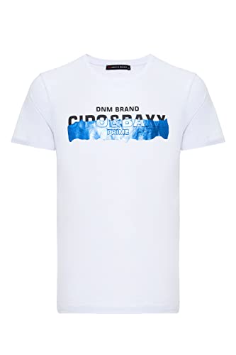 Cipo & Baxx Herren T-Shirt Baumwolle Rundhals Brustprint Kurzarm Freizeitshirt CT711 Weiß L von Cipo & Baxx