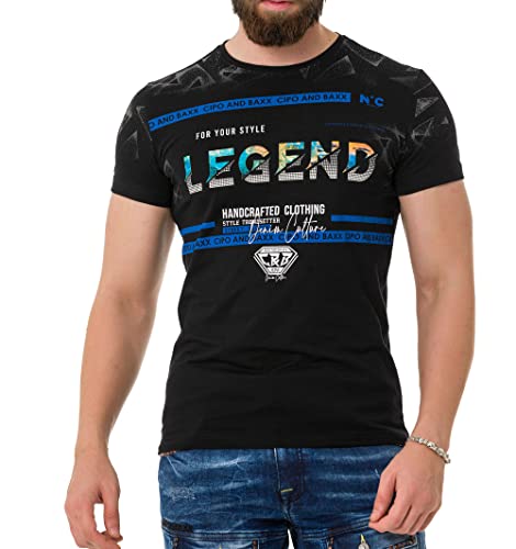 Cipo & Baxx Herren T-Shirt Freizeit Sommer T-Shirt CT715 Black M von Cipo & Baxx